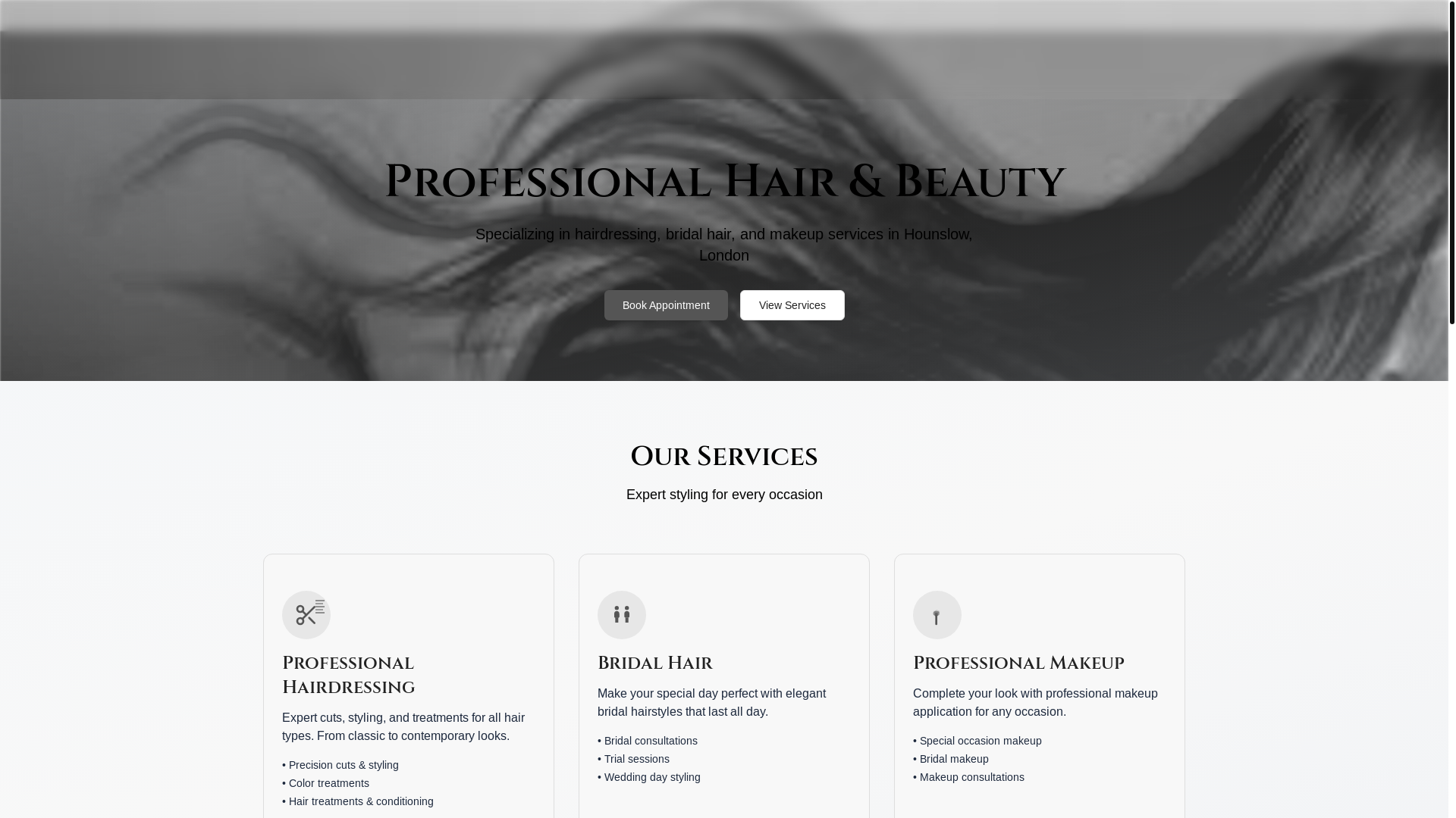 website screenshot of https://malashairandbeautylounge.com/
