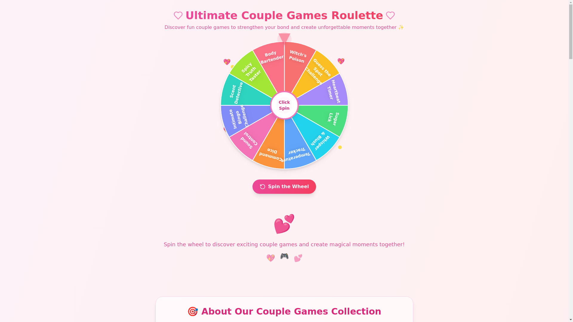 website screenshot of https://couplegames.games/