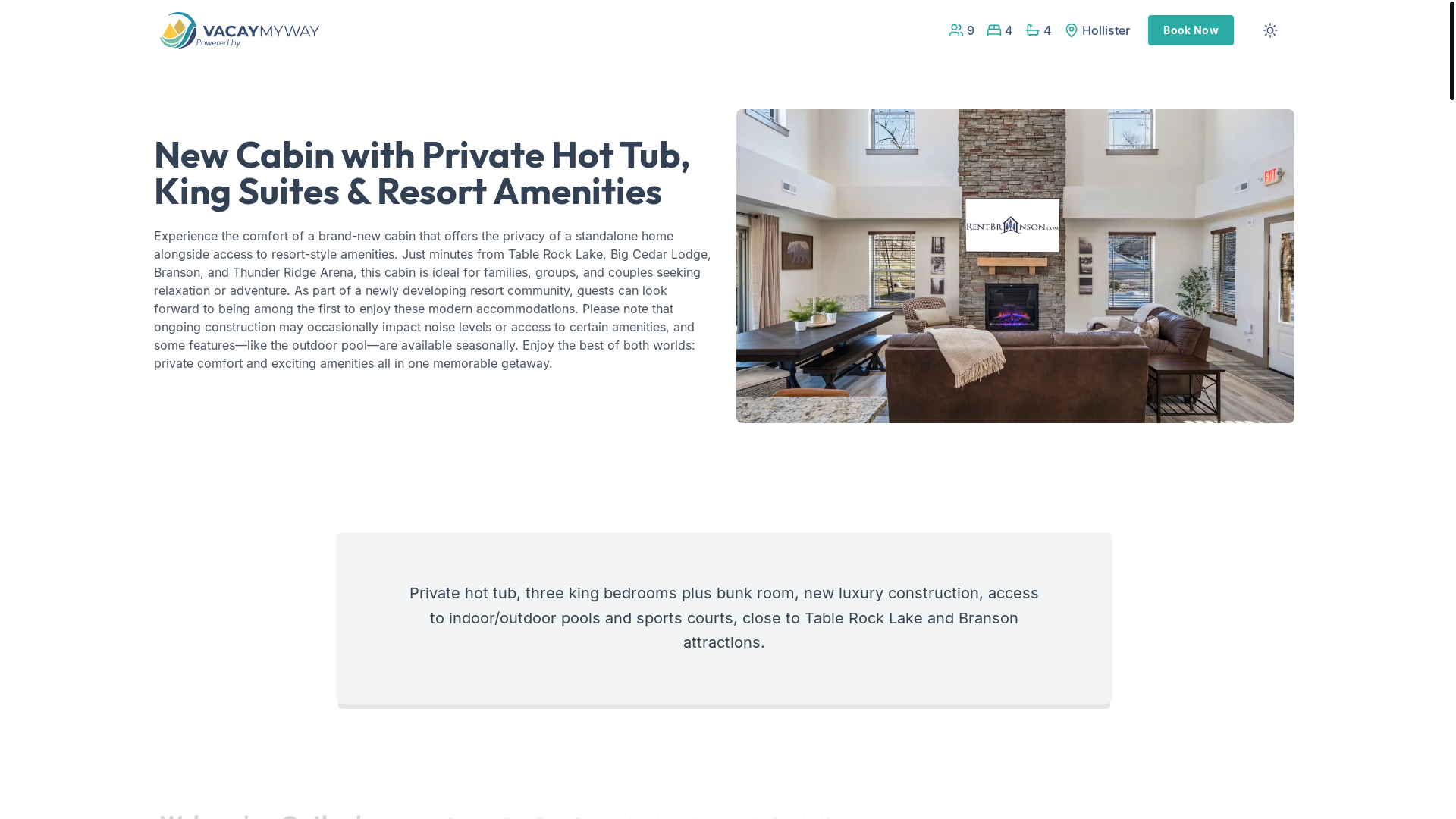 website screenshot of https://memorycrest.vacations/