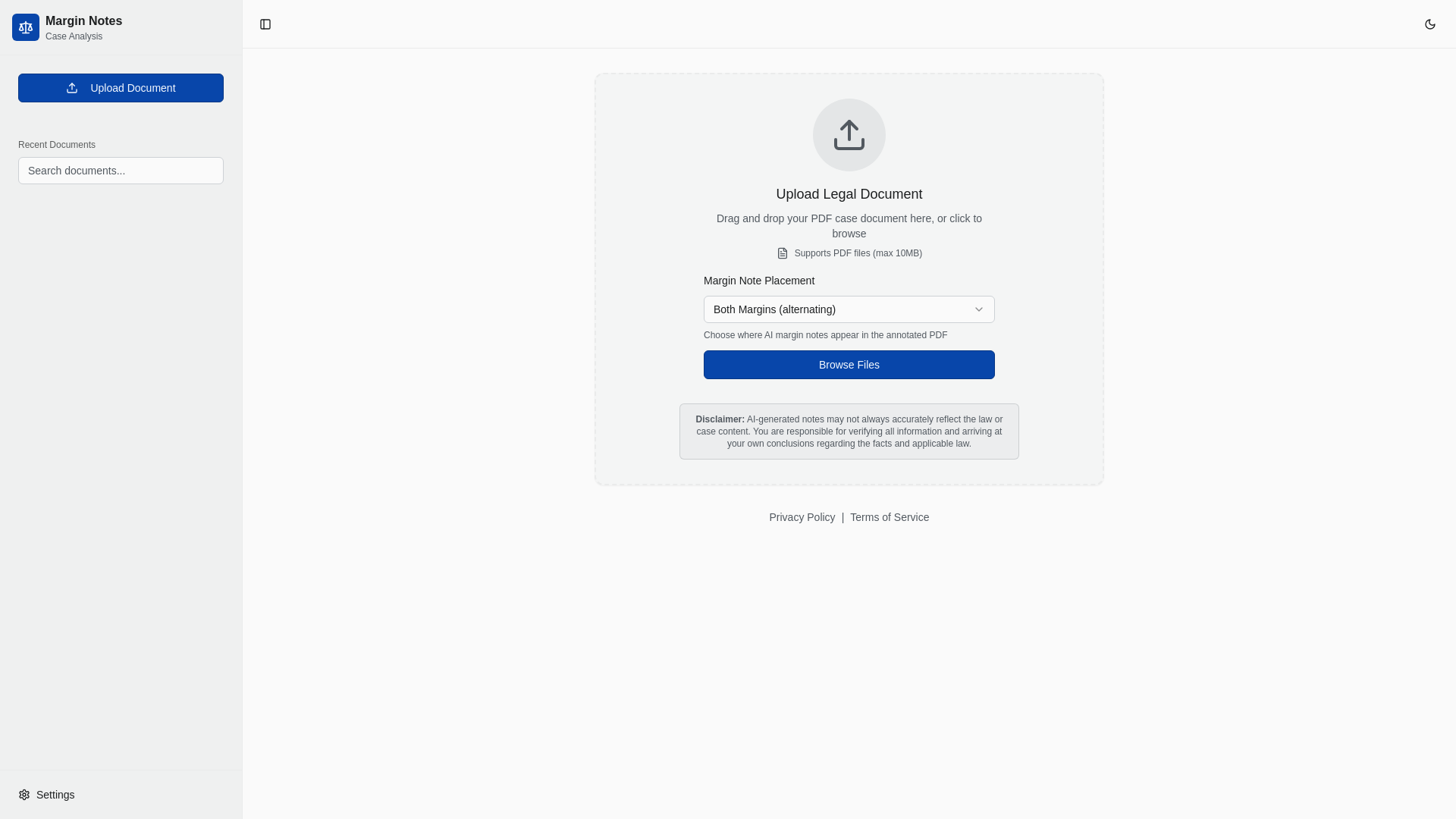 website screenshot of https://marginnotes.site/