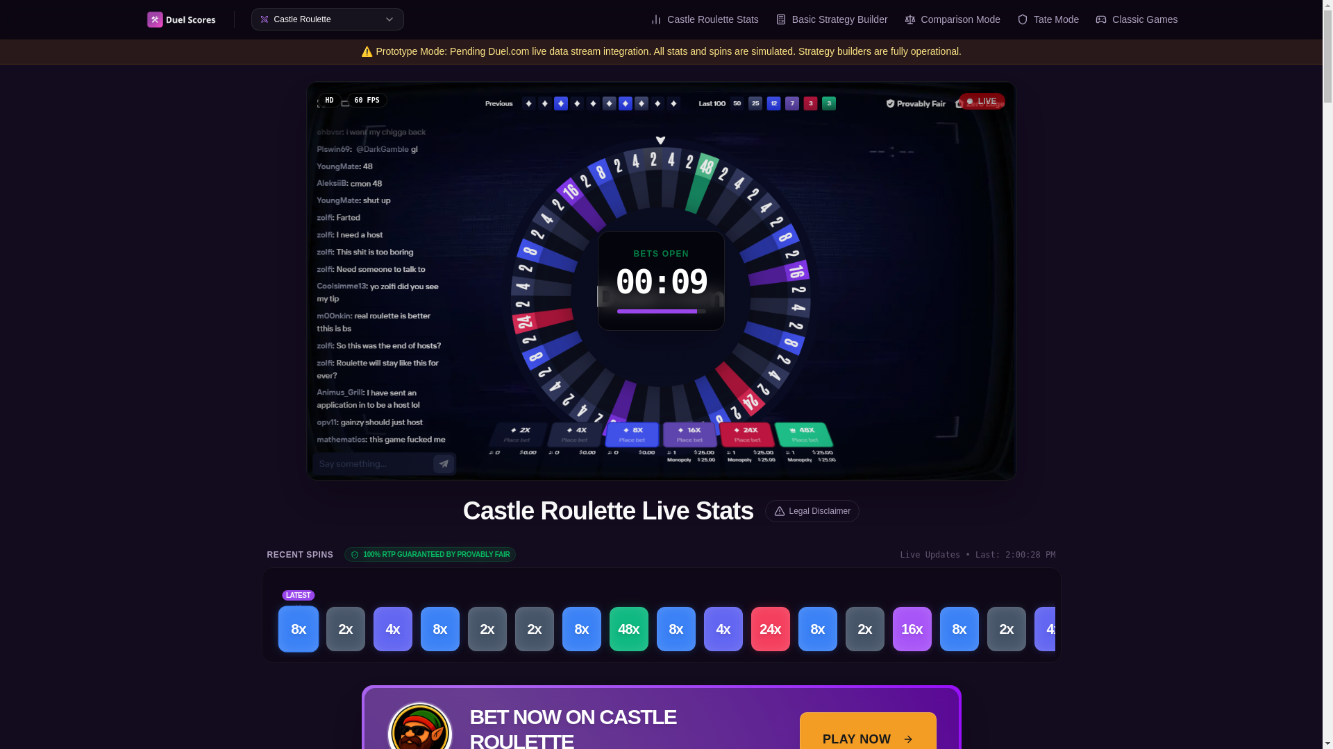 website screenshot of https://duelscores.com/