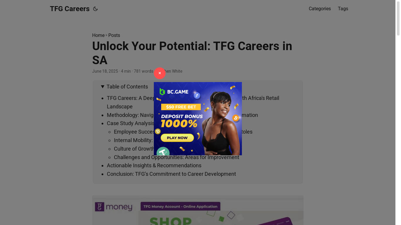 website screenshot of https://tfg-careers.pages.dev/