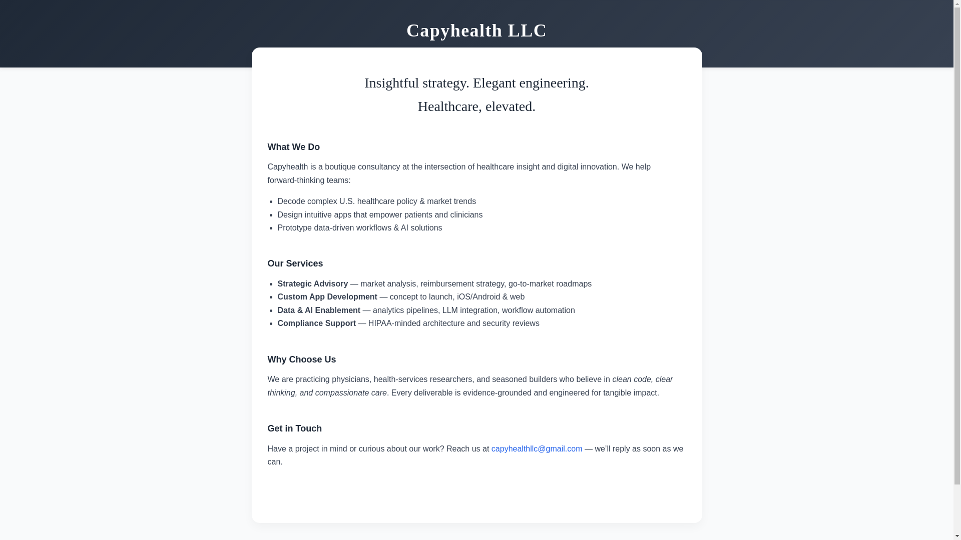 website screenshot of https://capyhealth.org/