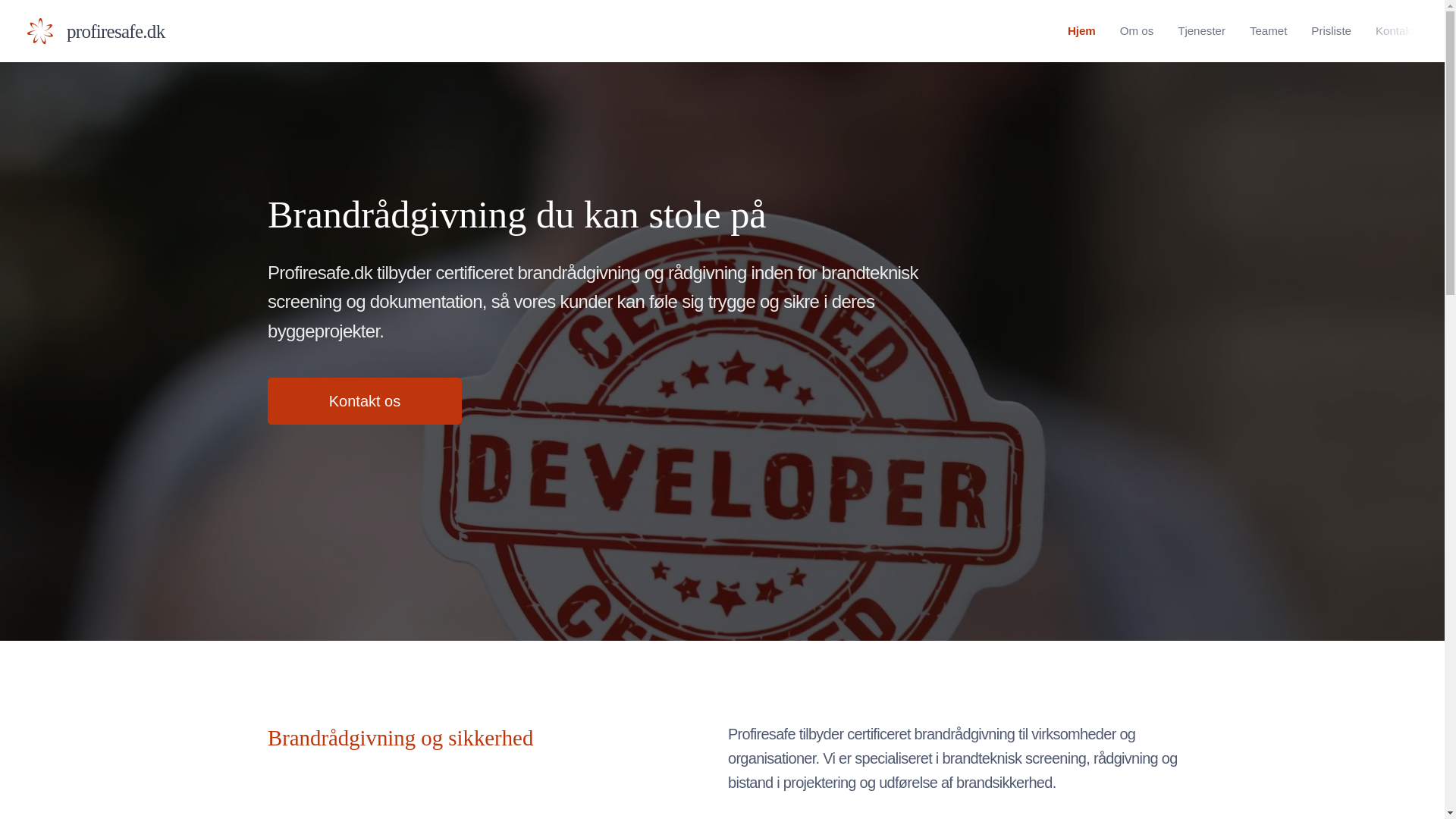 website screenshot of https://profiresafe.dk/