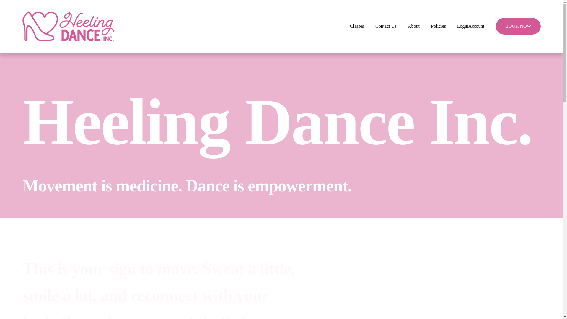 website screenshot of https://heelingdance.ca/