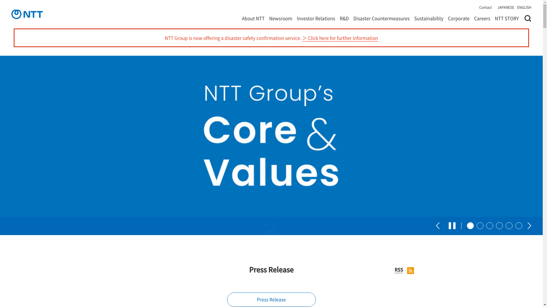 website screenshot of https://group.ntt/