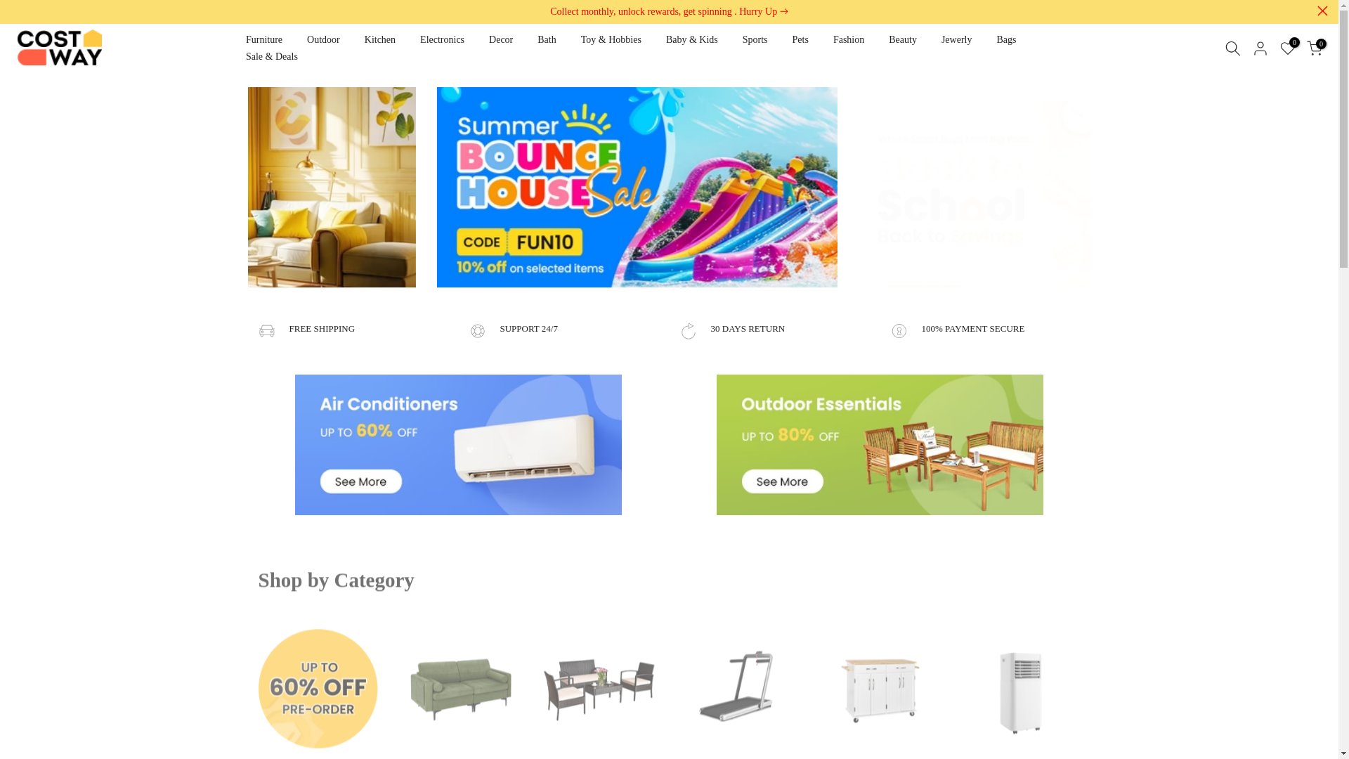 website screenshot of https://costway-flashsale.com/