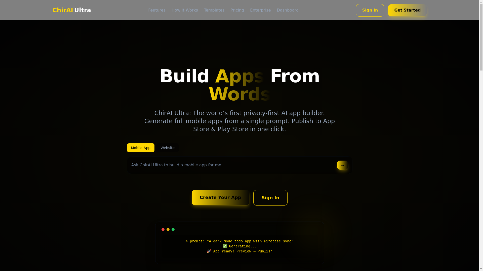 website screenshot of https://chirai.dev/