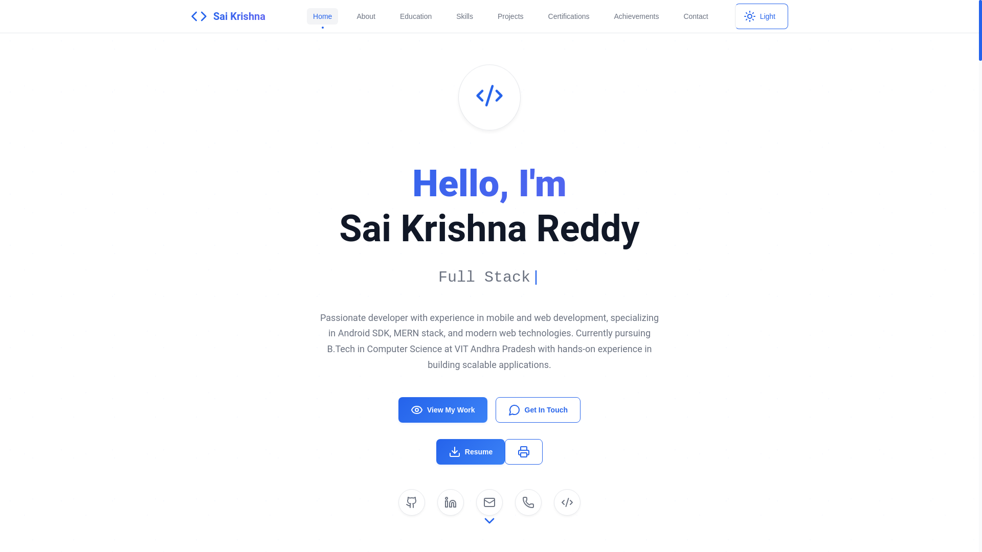 website screenshot of https://saikrishnareddy.dev/