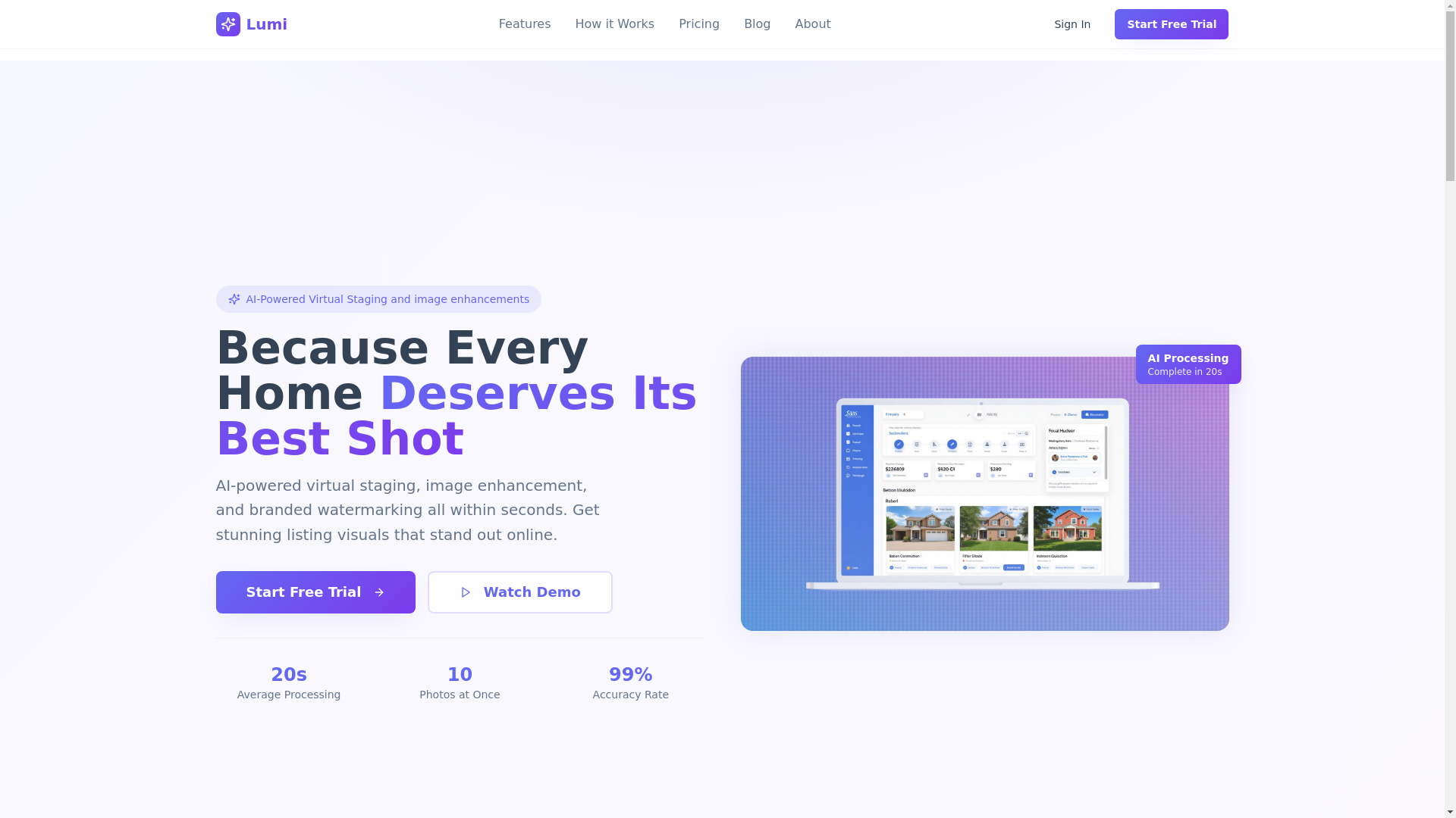 website screenshot of https://trylumilisting.com/