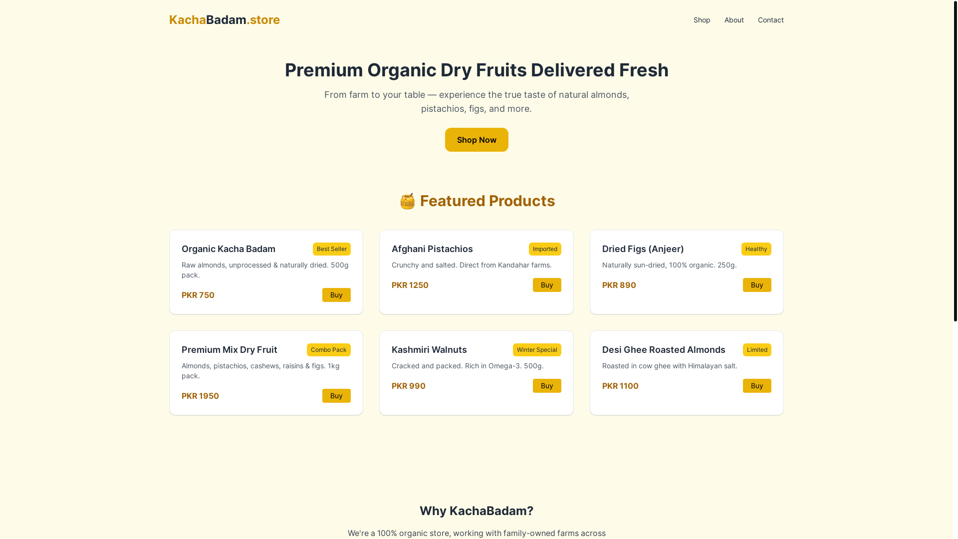 website screenshot of https://kachabadam.store/
