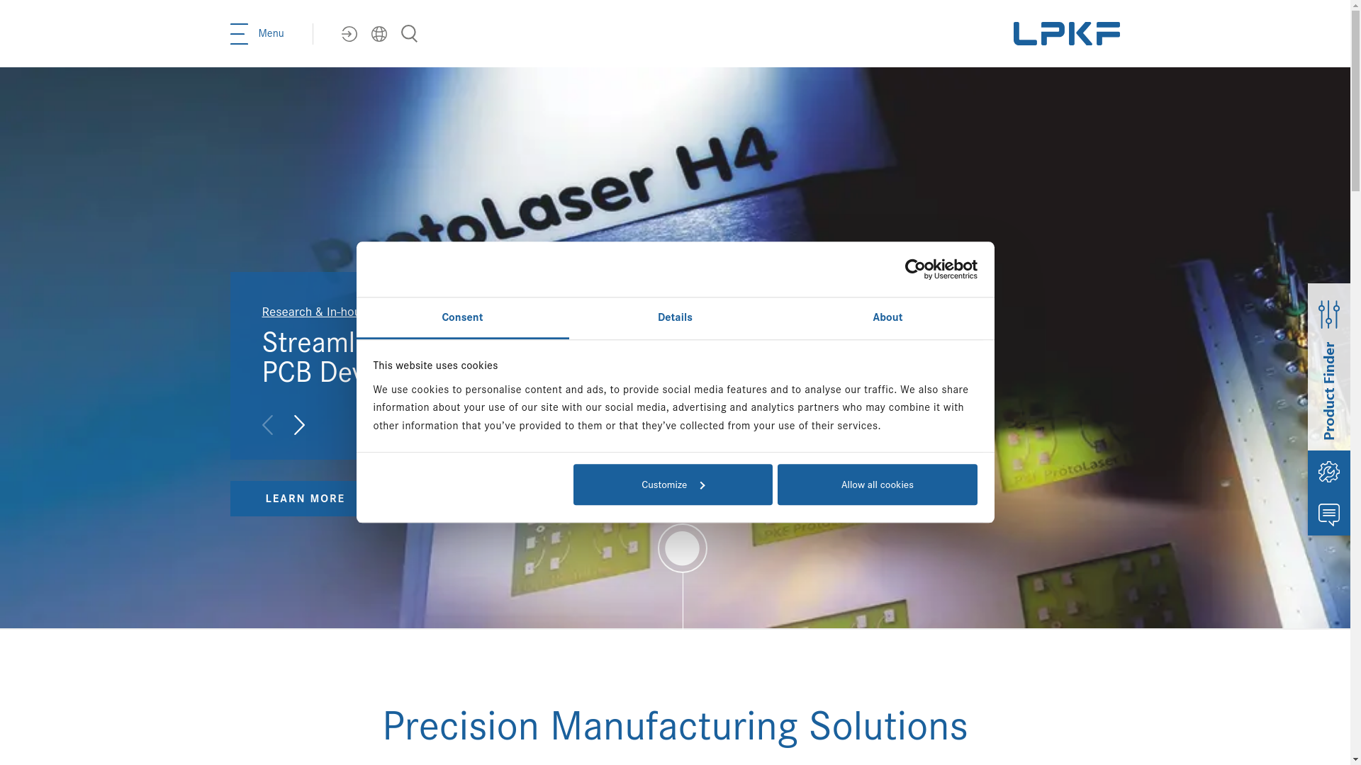 website screenshot of https://lpkf.com/