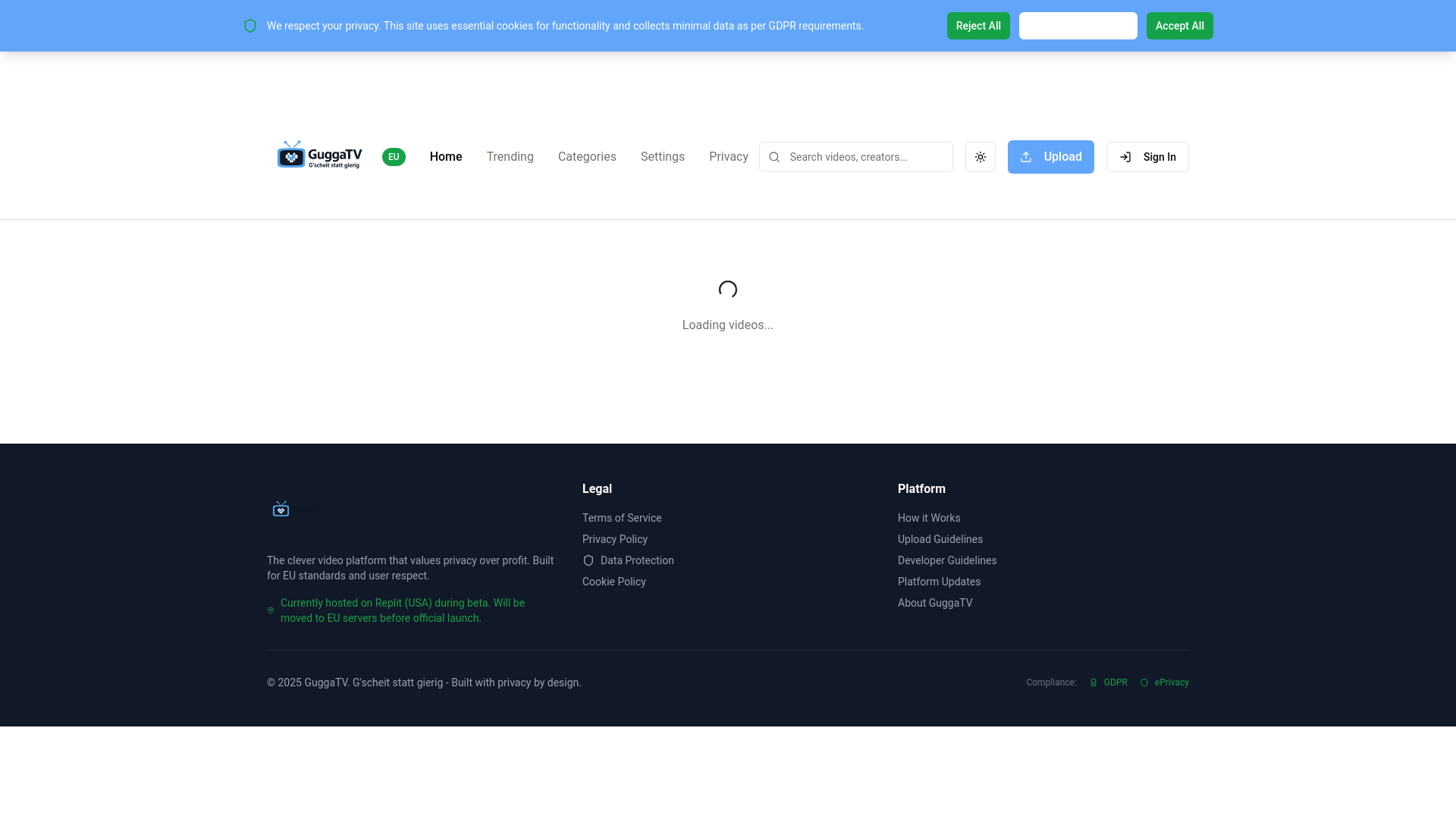 website screenshot of https://guggatv.at/