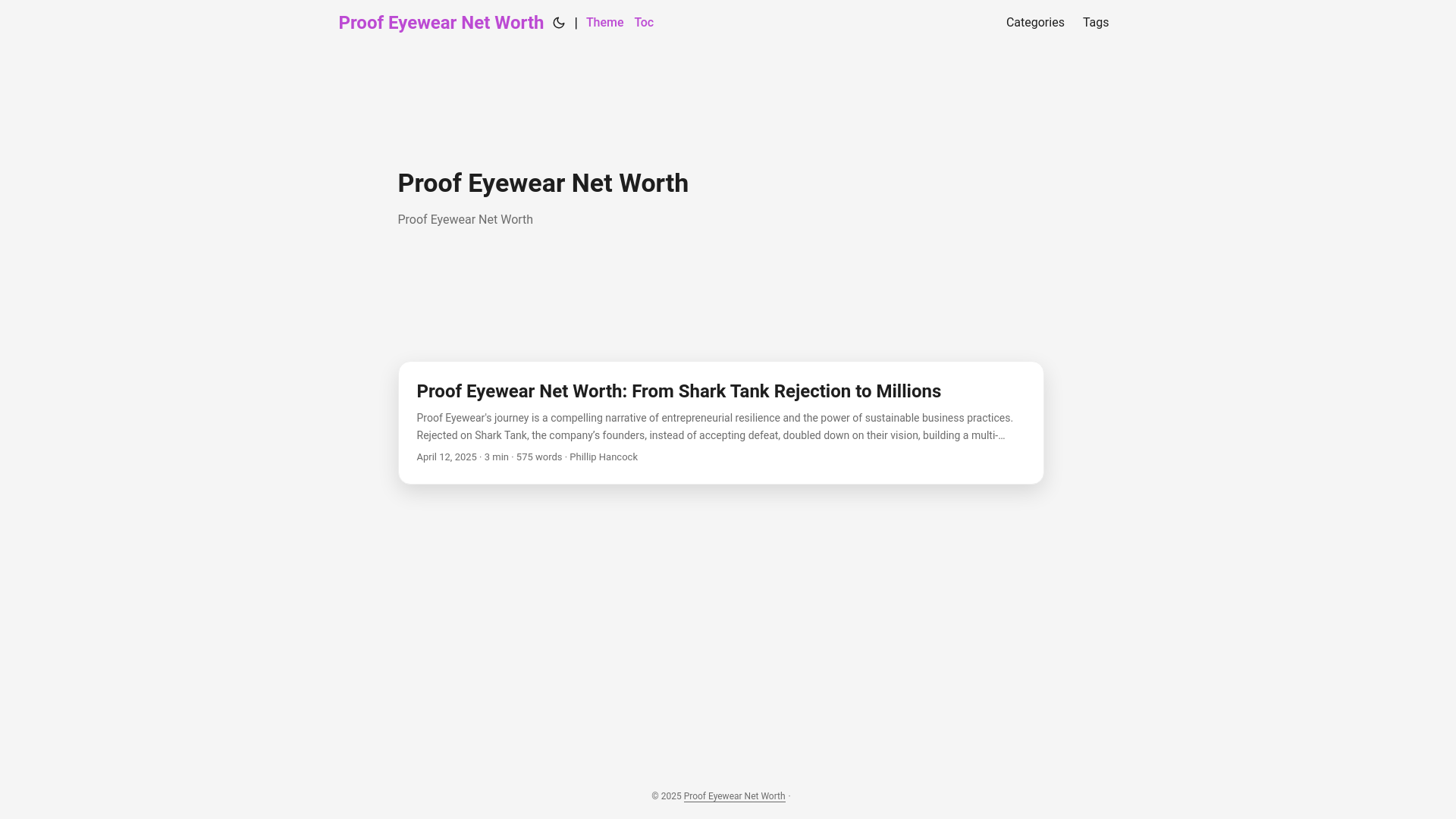 website screenshot of https://proof-eyewear-net-worth.pages.dev/