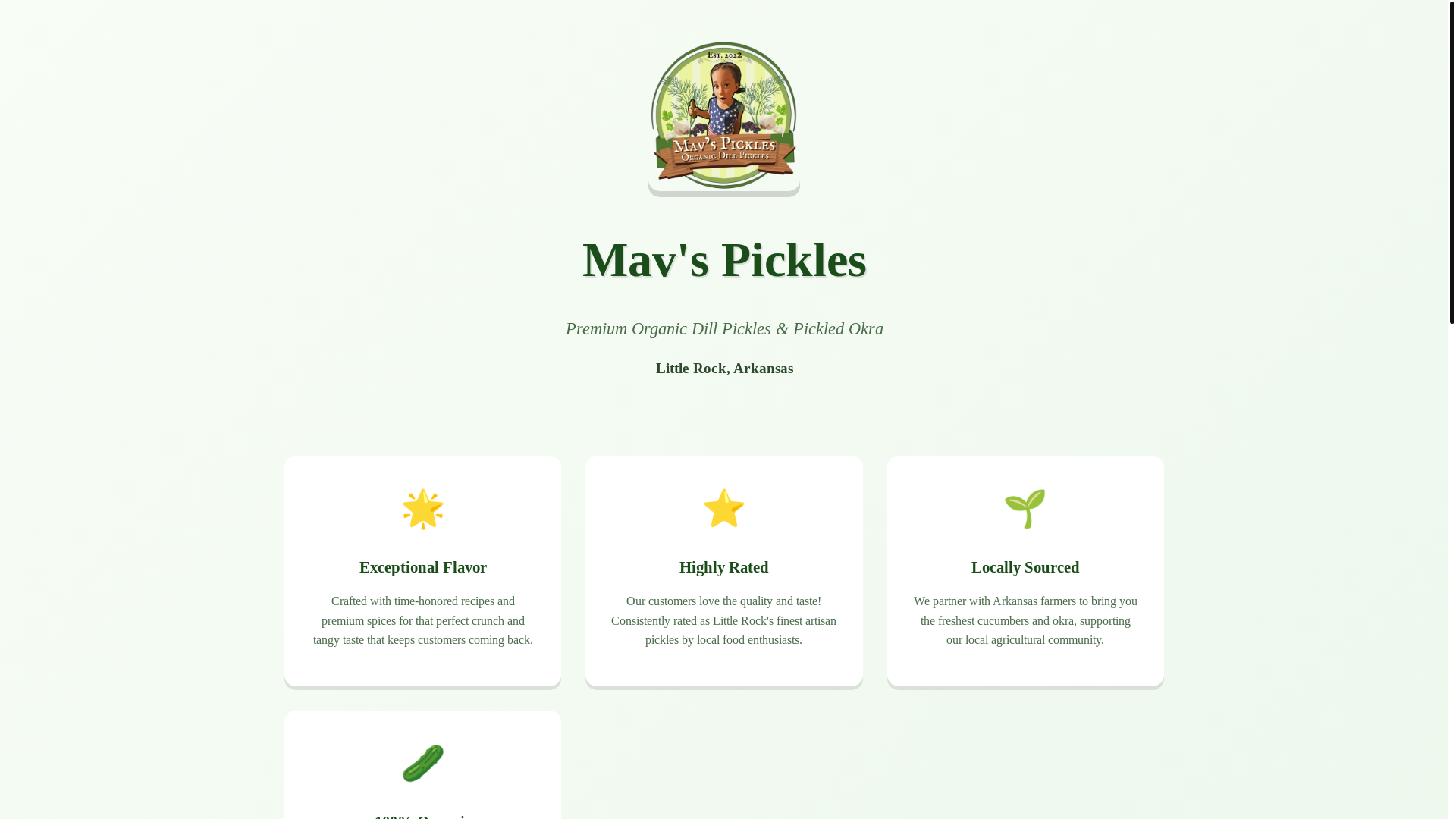 website screenshot of https://mavspickles.com/