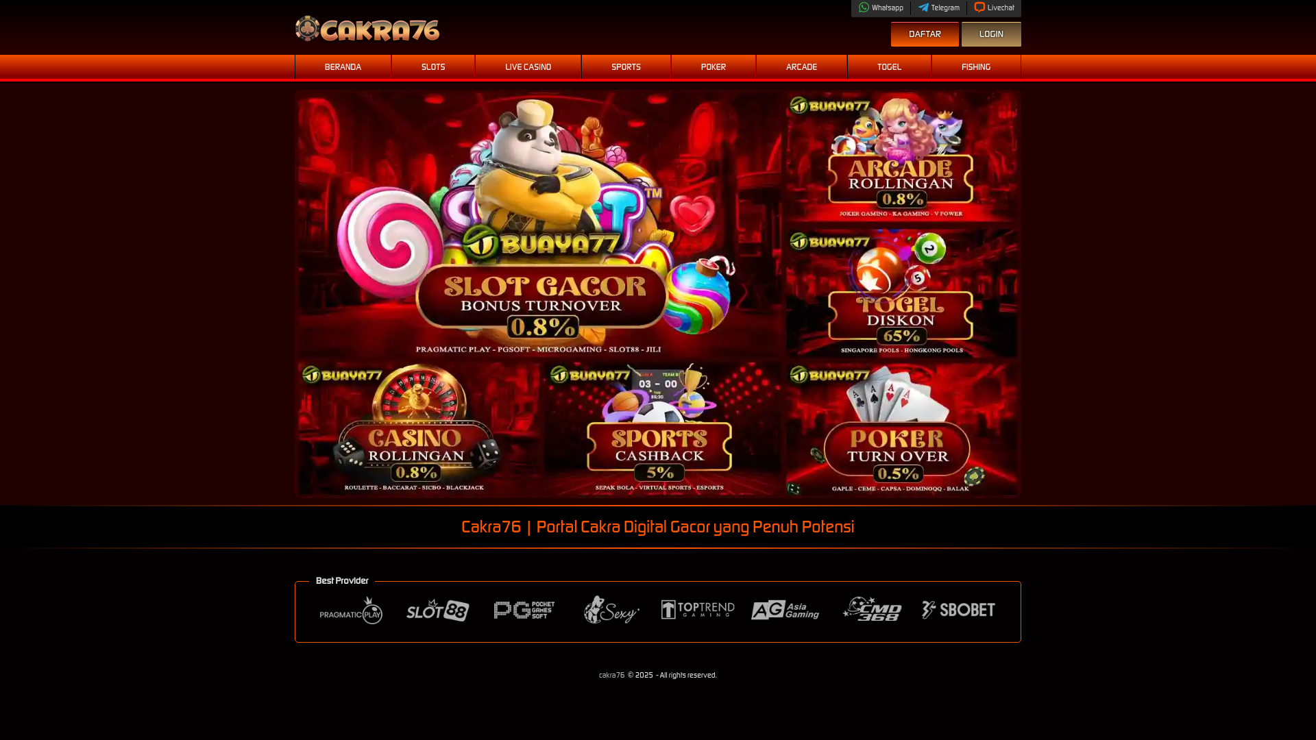 website screenshot of https://cakra76.com/