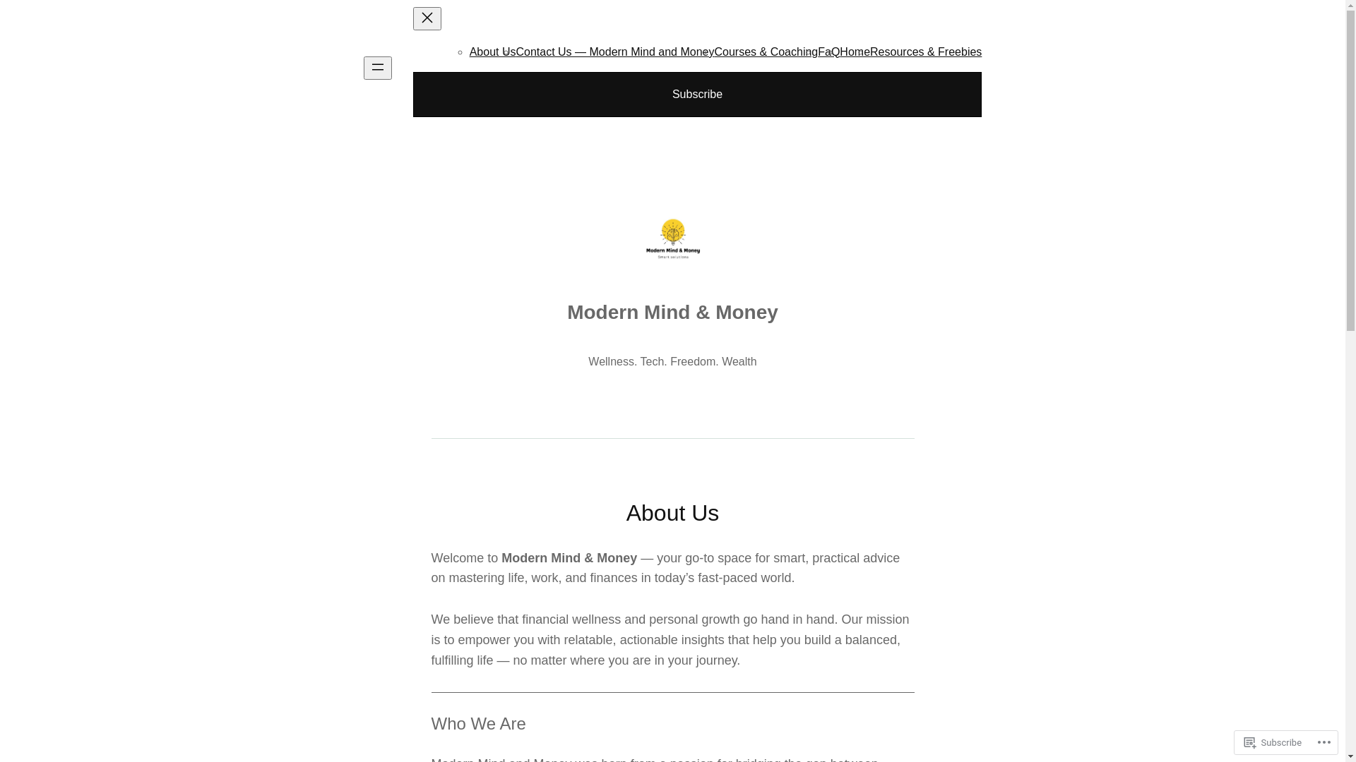 website screenshot of https://modernmindandmoney.com/