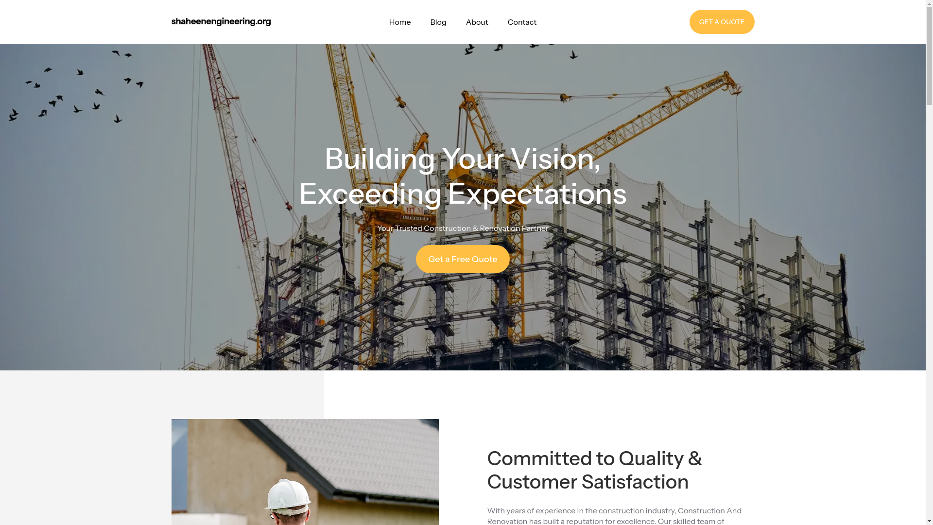 website screenshot of https://shaheenengineering.org/