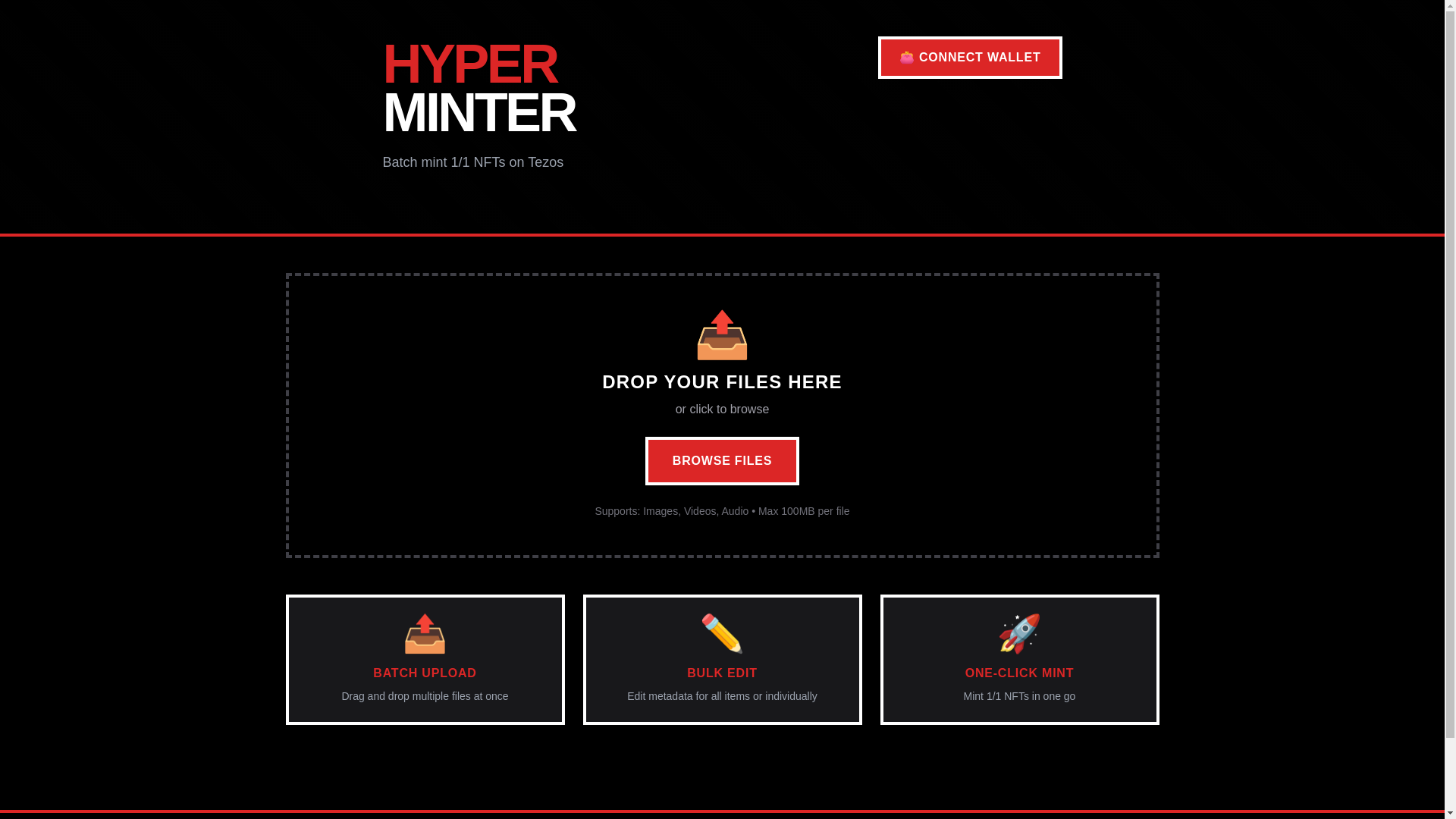 website screenshot of https://tezhyperminter.xyz/