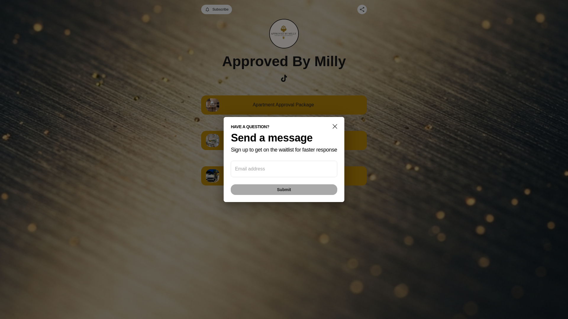 website screenshot of https://approvedbymilly.store/