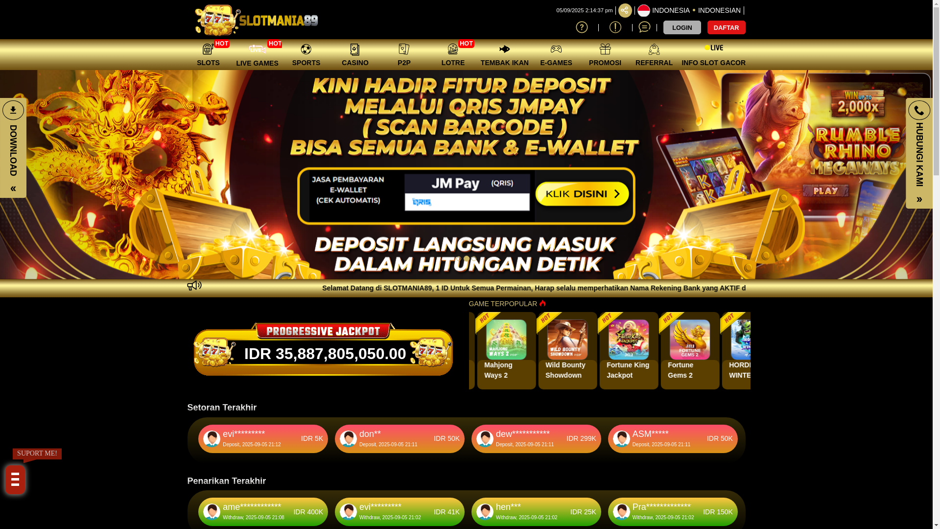 website screenshot of https://slotmania89s16.xyz/