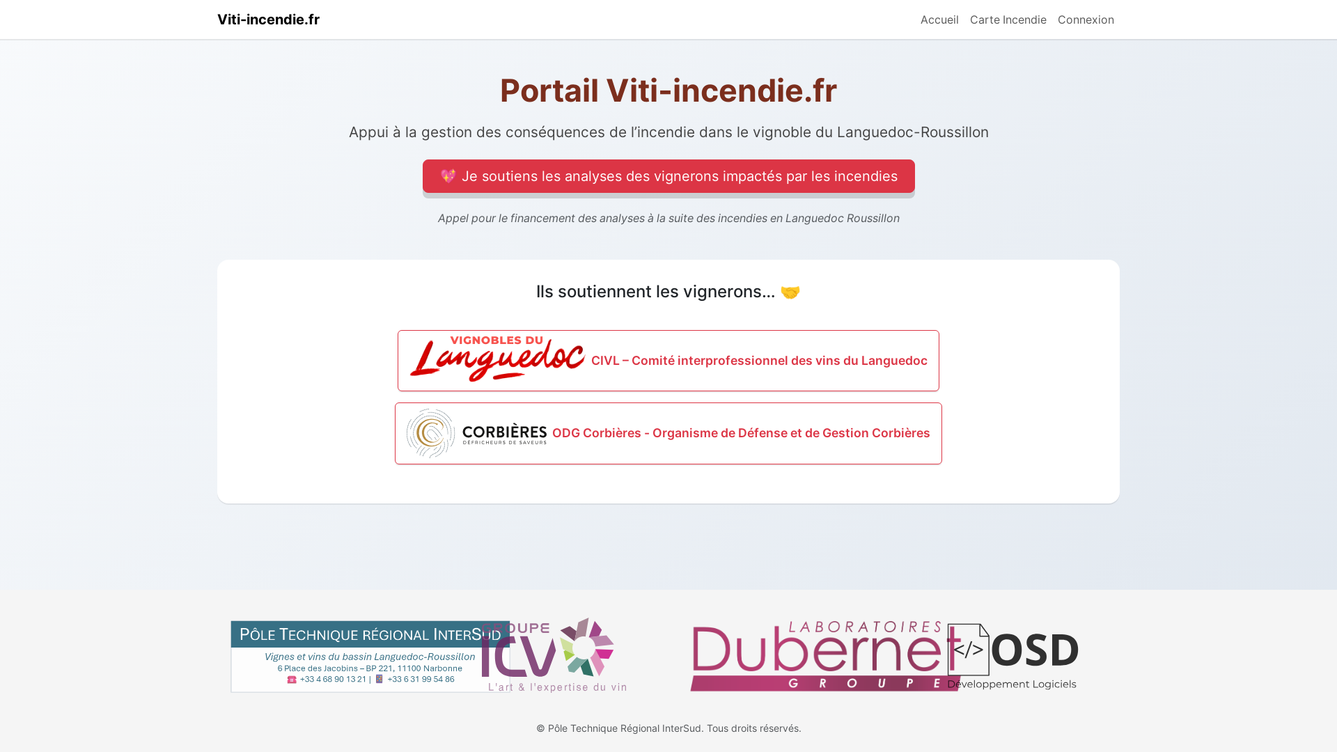 website screenshot of https://viti-incendie.com/