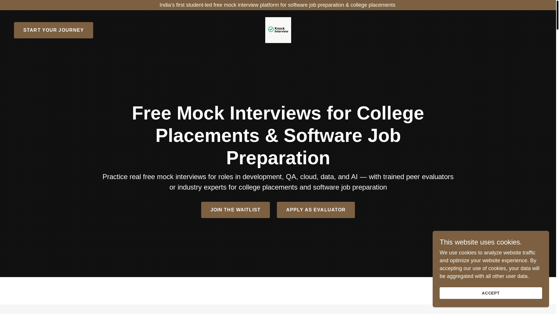 website screenshot of https://knockinterview.in/
