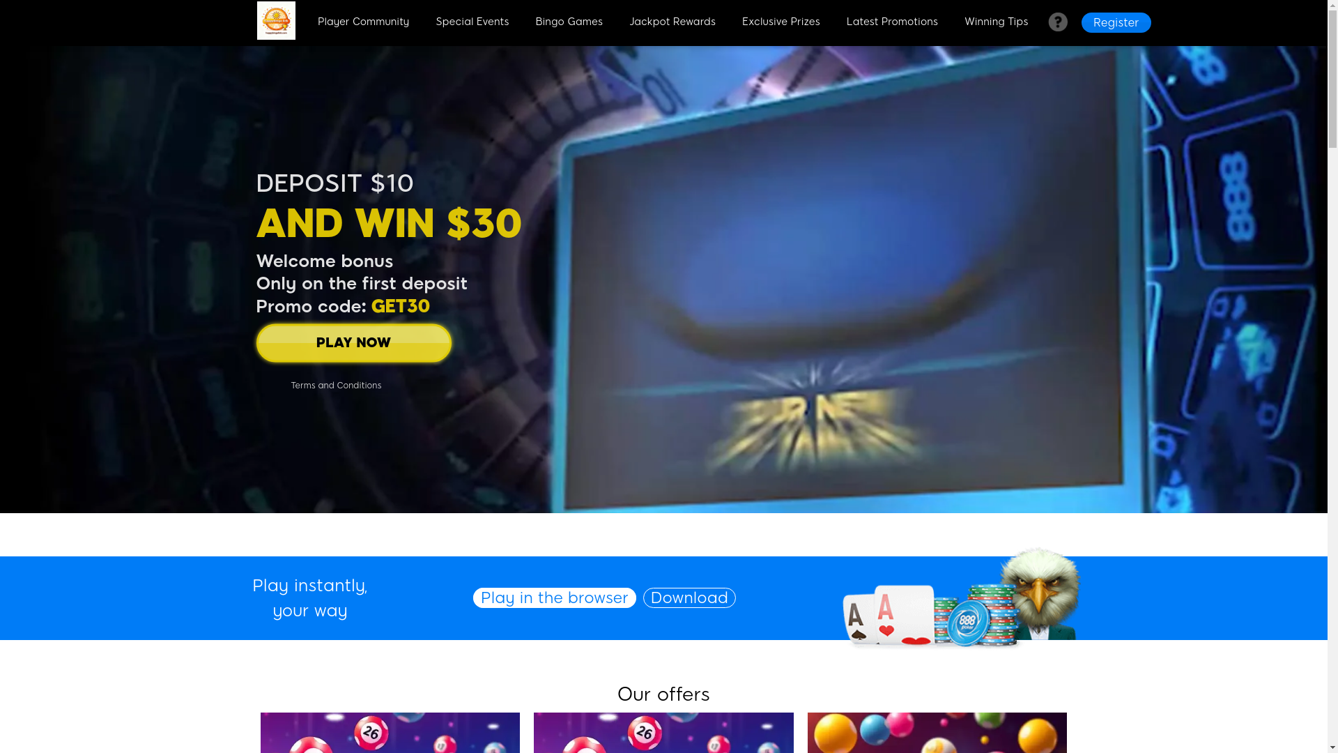 website screenshot of https://happybingolink.com/