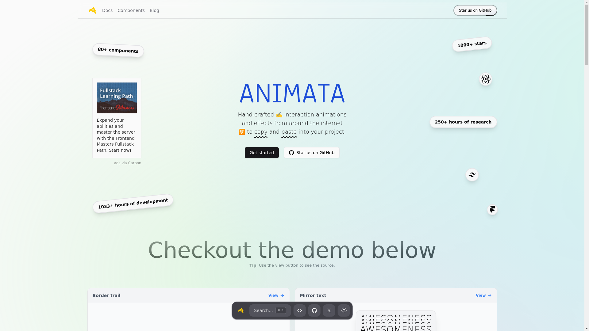 website screenshot of https://animata.pages.dev/