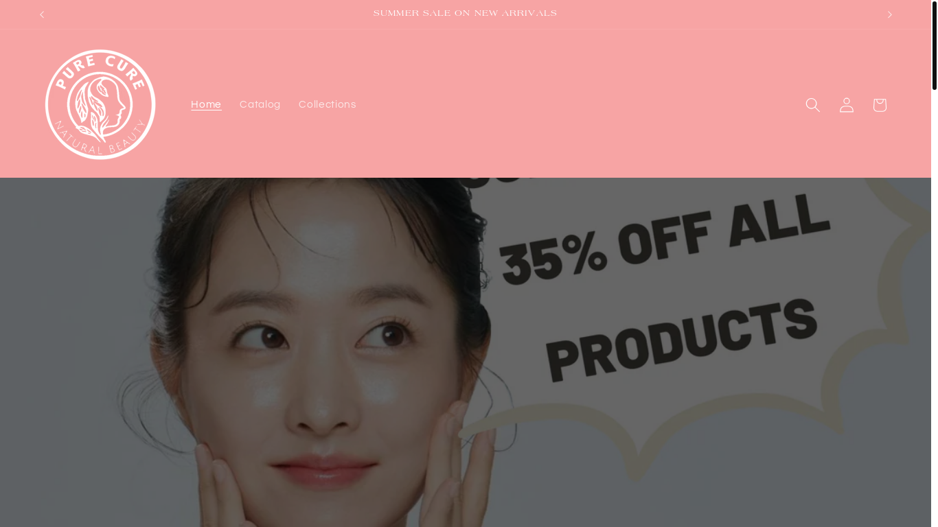 website screenshot of https://purecureskin.com/