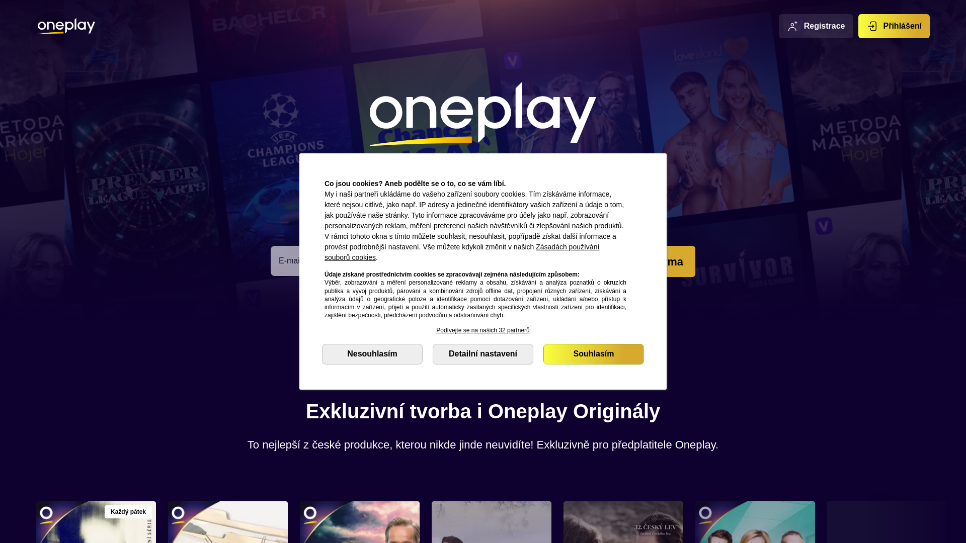 website screenshot of https://oneplay.cz/