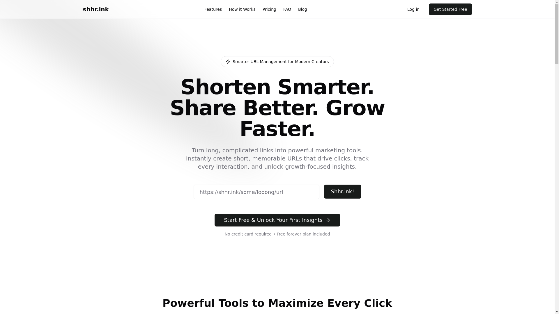 website screenshot of https://shhr.ink/