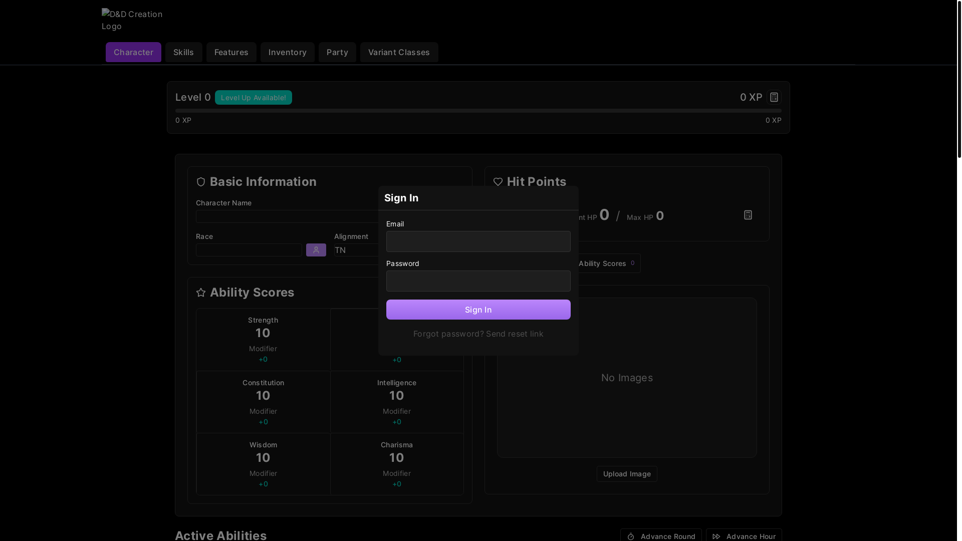 website screenshot of https://dndcreation.pages.dev/