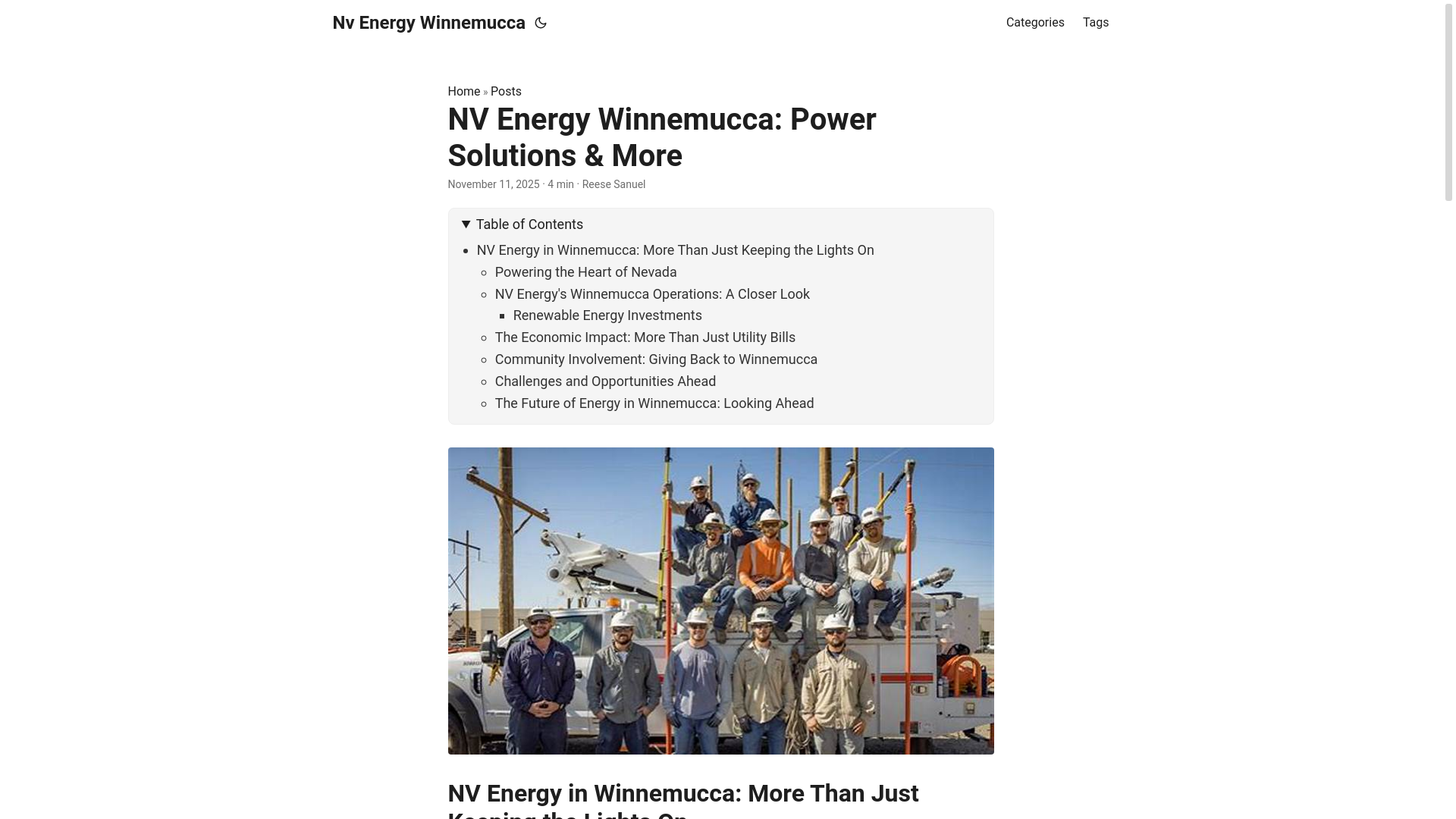 website screenshot of https://nv-energy-winnemucca.pages.dev/