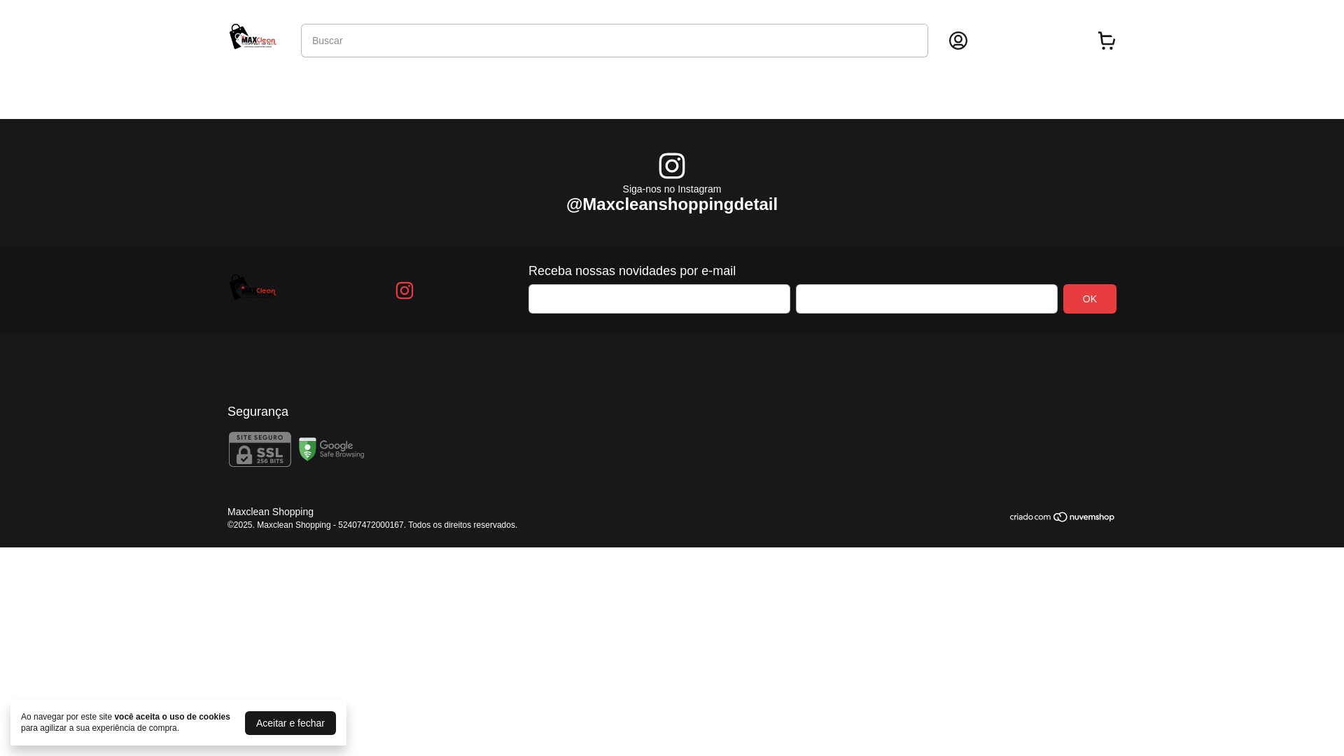 website screenshot of https://maxcleanshopping.com.br/