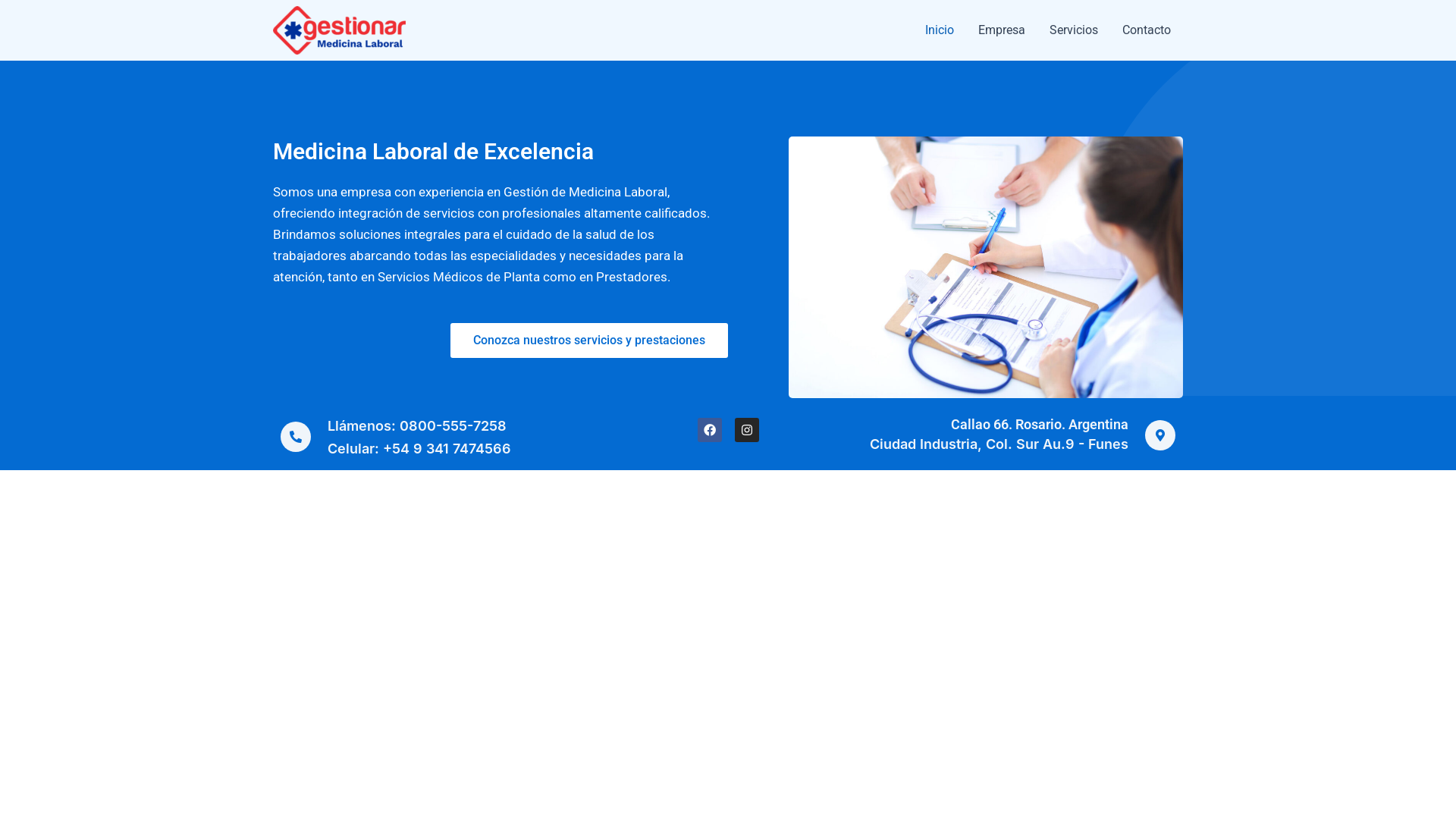 website screenshot of https://gestionarmedicinalaboral.com.ar/