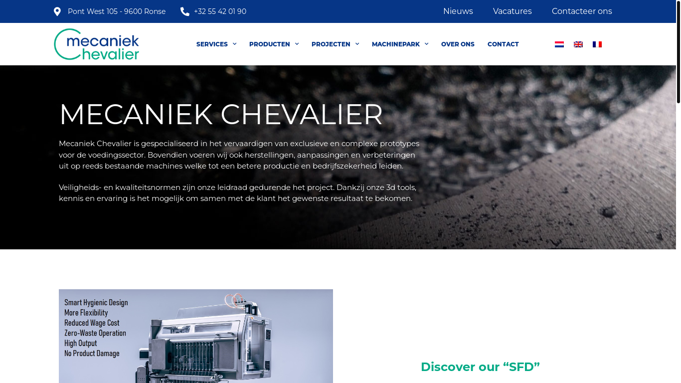 website screenshot of https://mecaniek-chevalier.be/