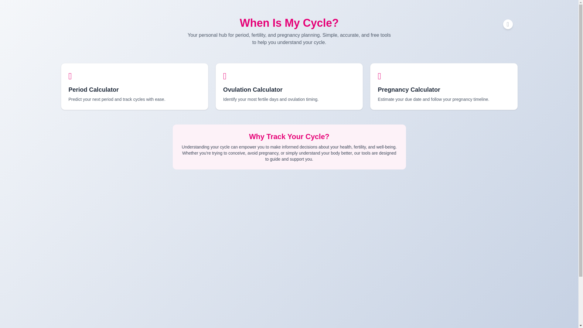 website screenshot of https://whenismyperiod.com/