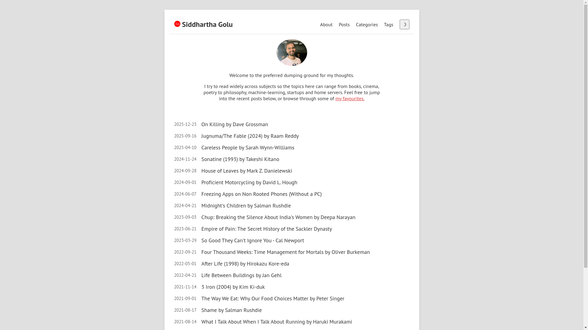 website screenshot of https://www.siddharthagolu.com/