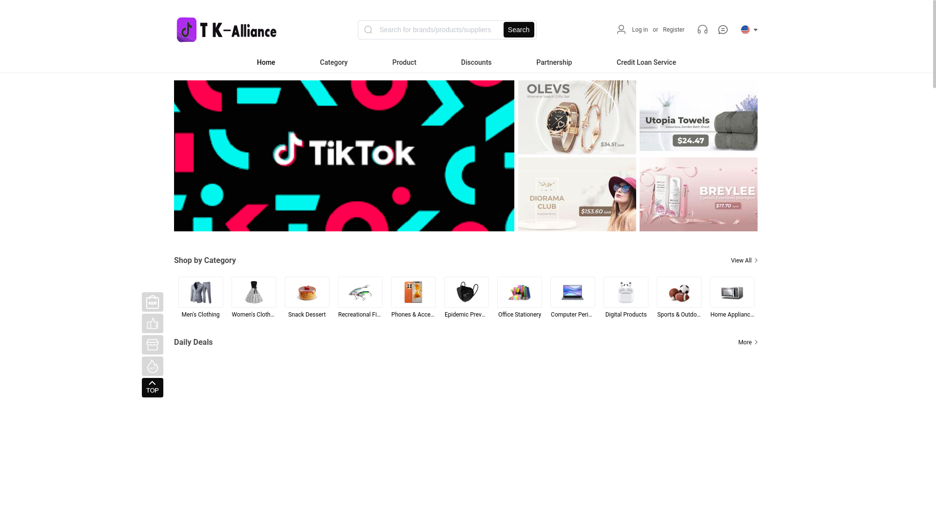 website screenshot of https://tkawholesale.top/