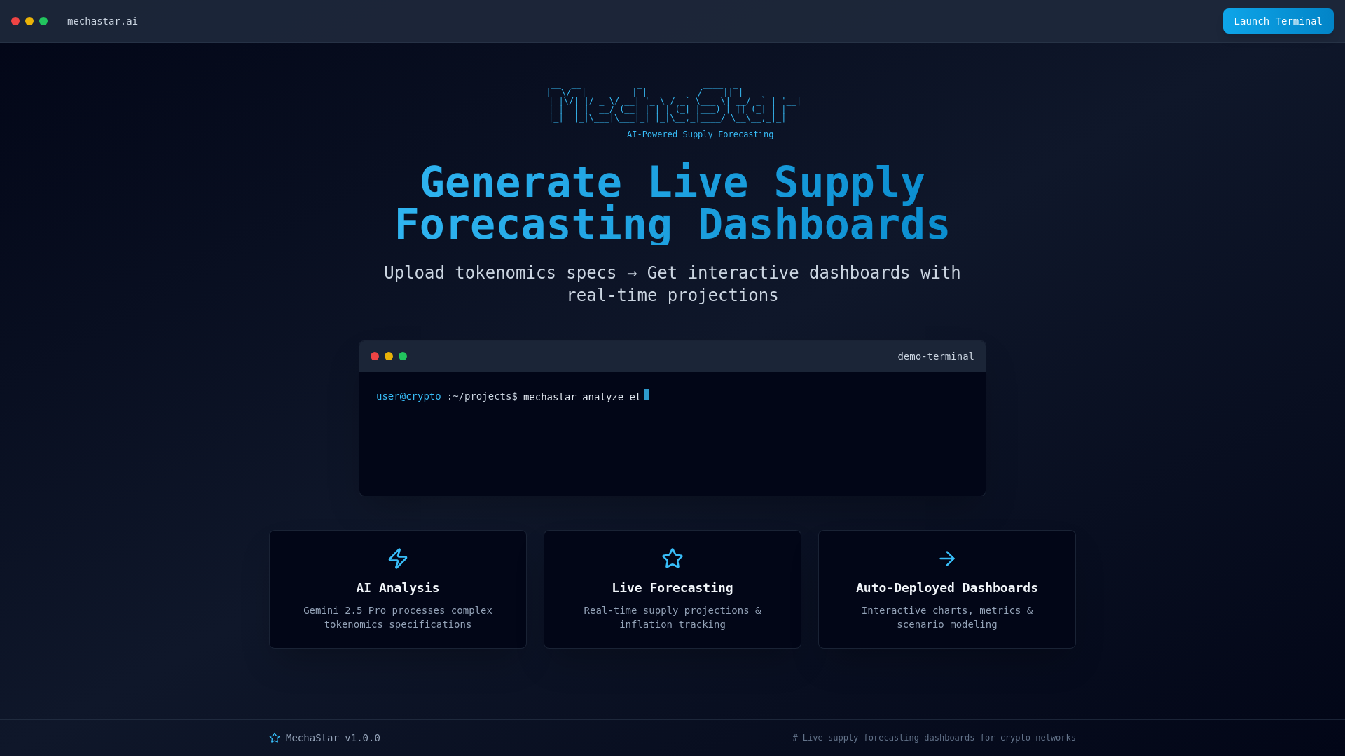 website screenshot of https://mechastar.xyz/