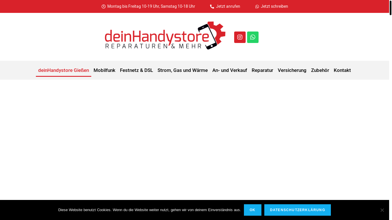 website screenshot of https://deinhandystoregiessen.de