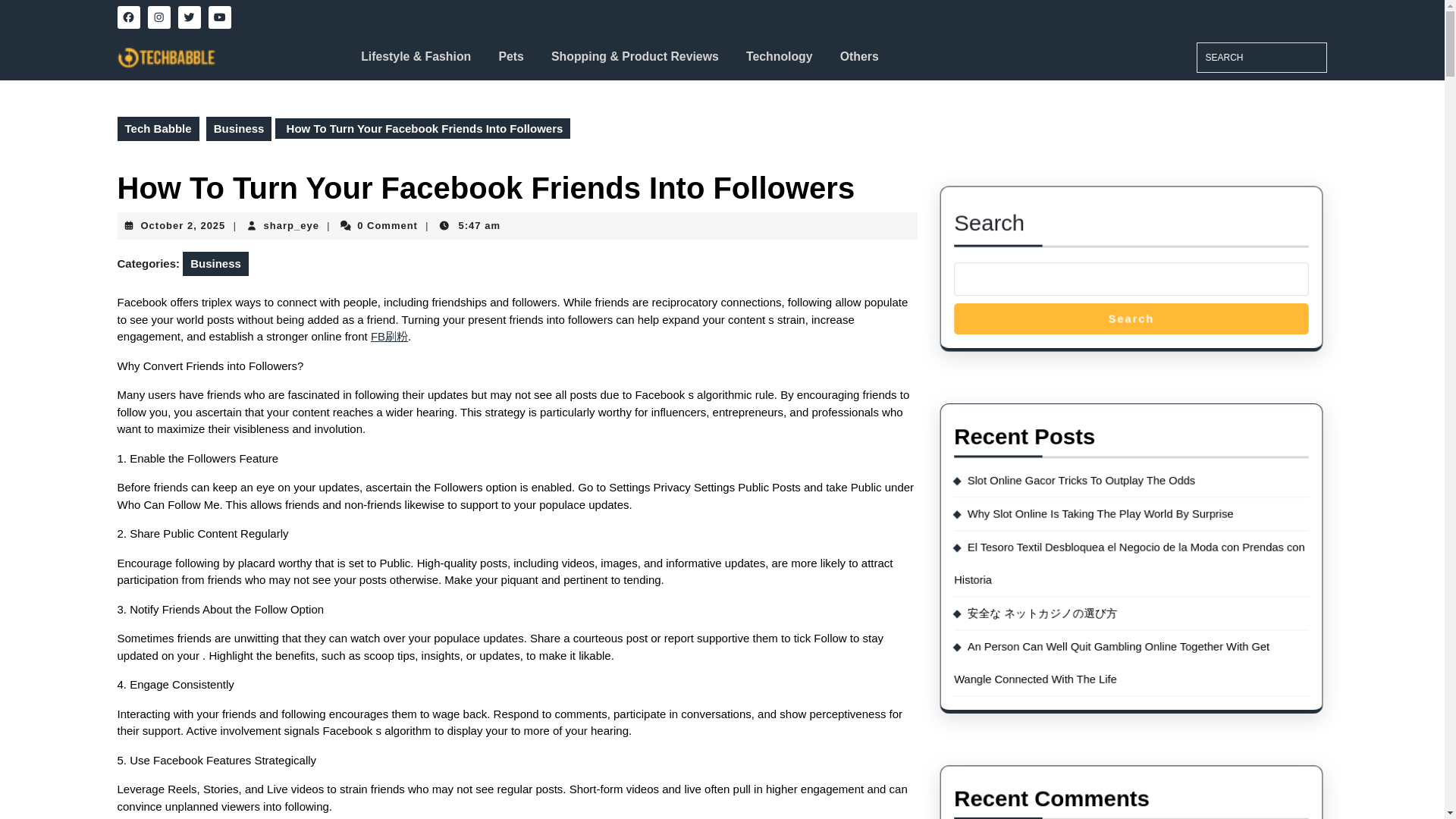 website screenshot of https://techbabble.xyz/how-to-turn-your-facebook-friends-into-followers/