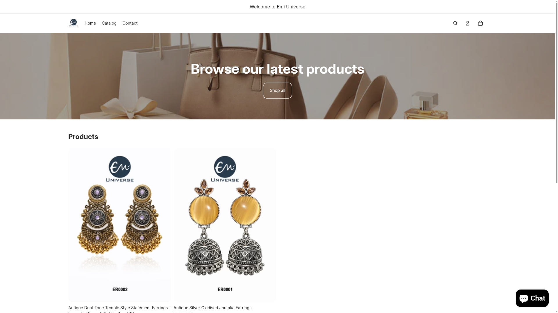 website screenshot of https://emiuniverse.com/