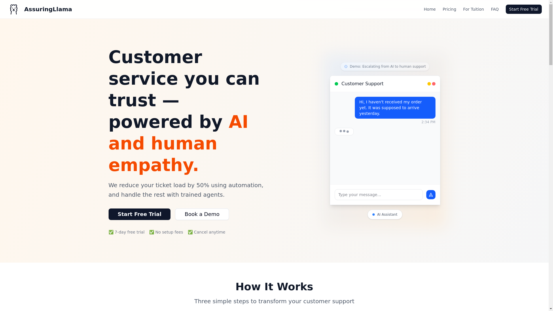 website screenshot of https://assuringllama-com.pages.dev/