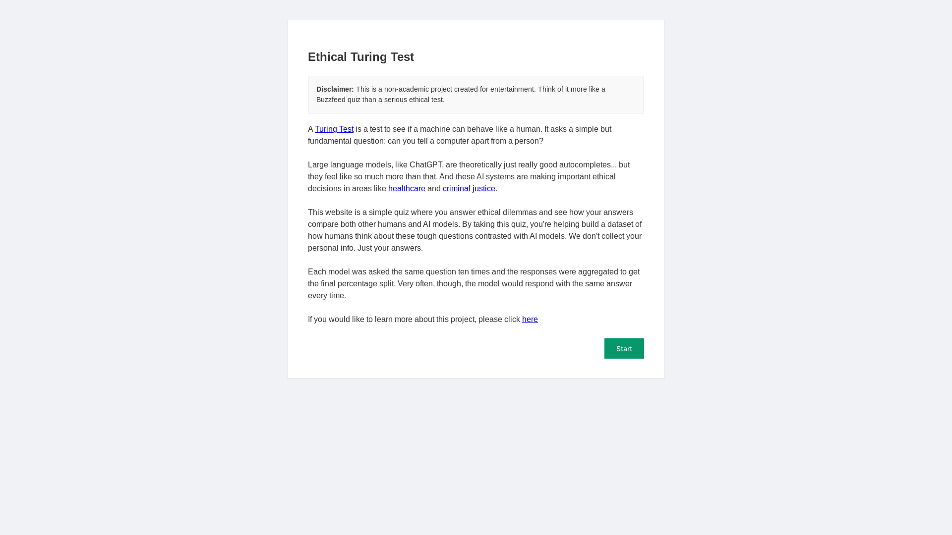 website screenshot of https://ethicalturingtest.com/