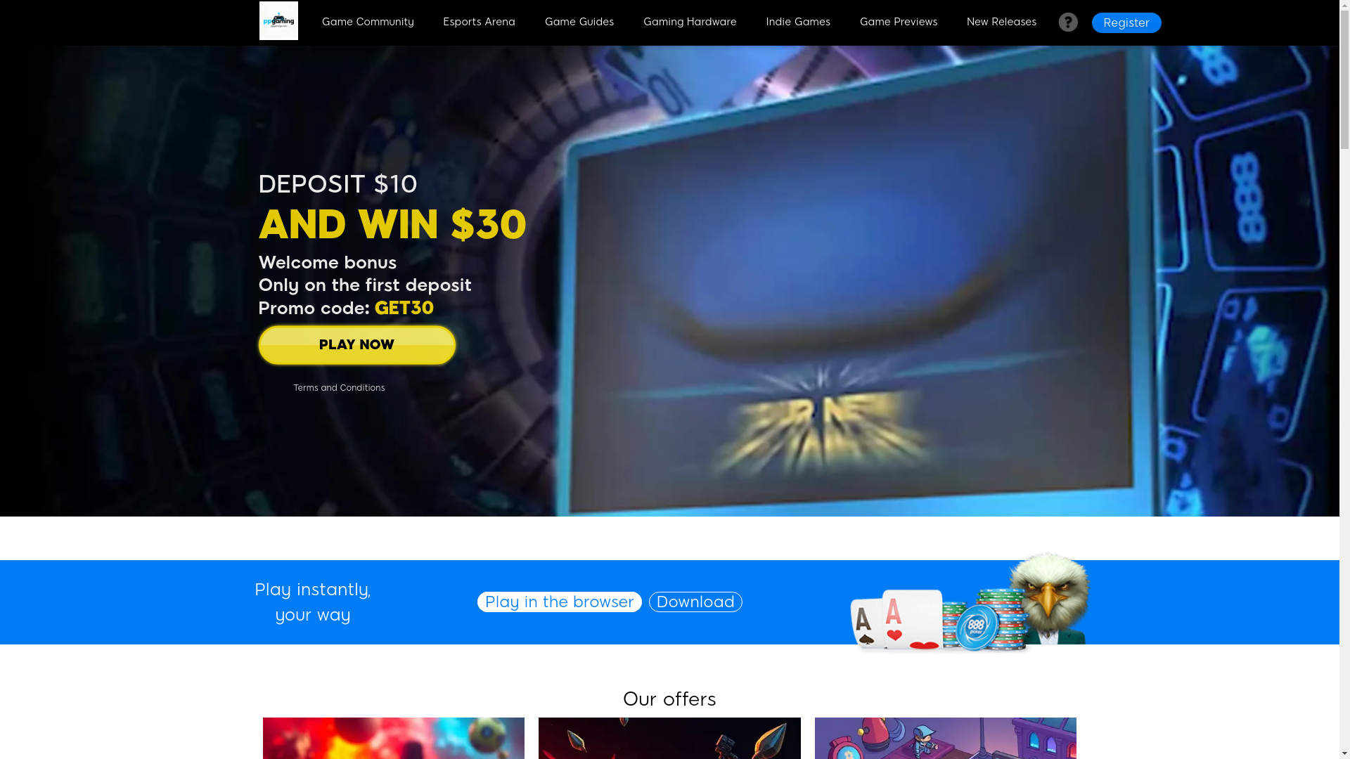 website screenshot of https://ppgamings.com/