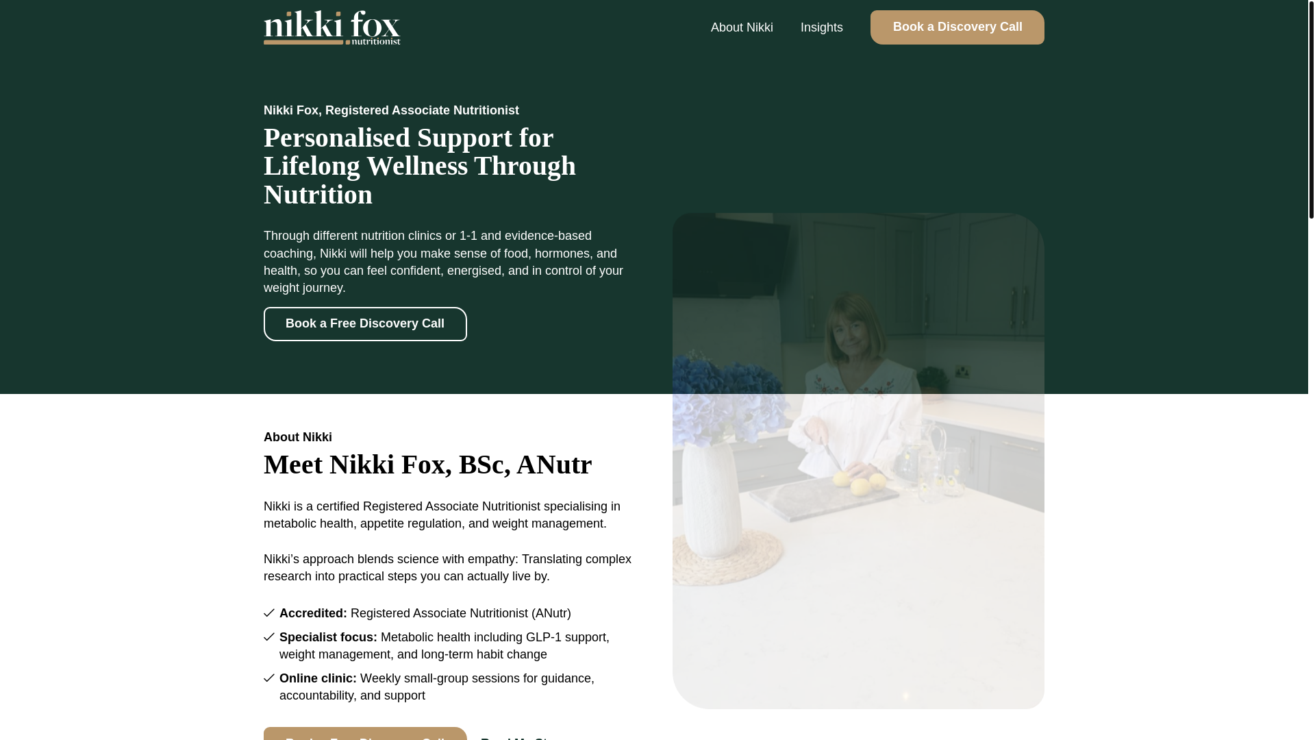 website screenshot of https://nikkifoxnutrition.com/