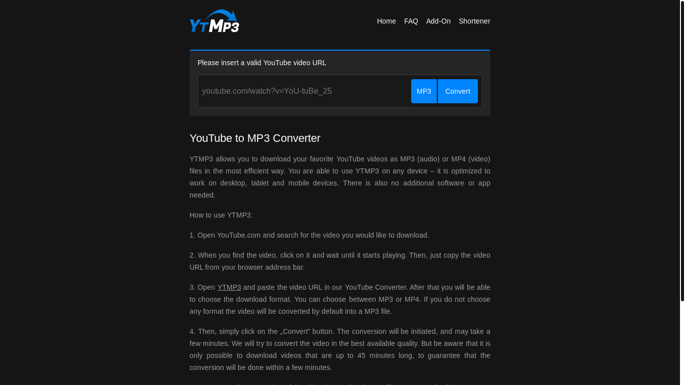 website screenshot of https://ytmp3.la/Rqx3/