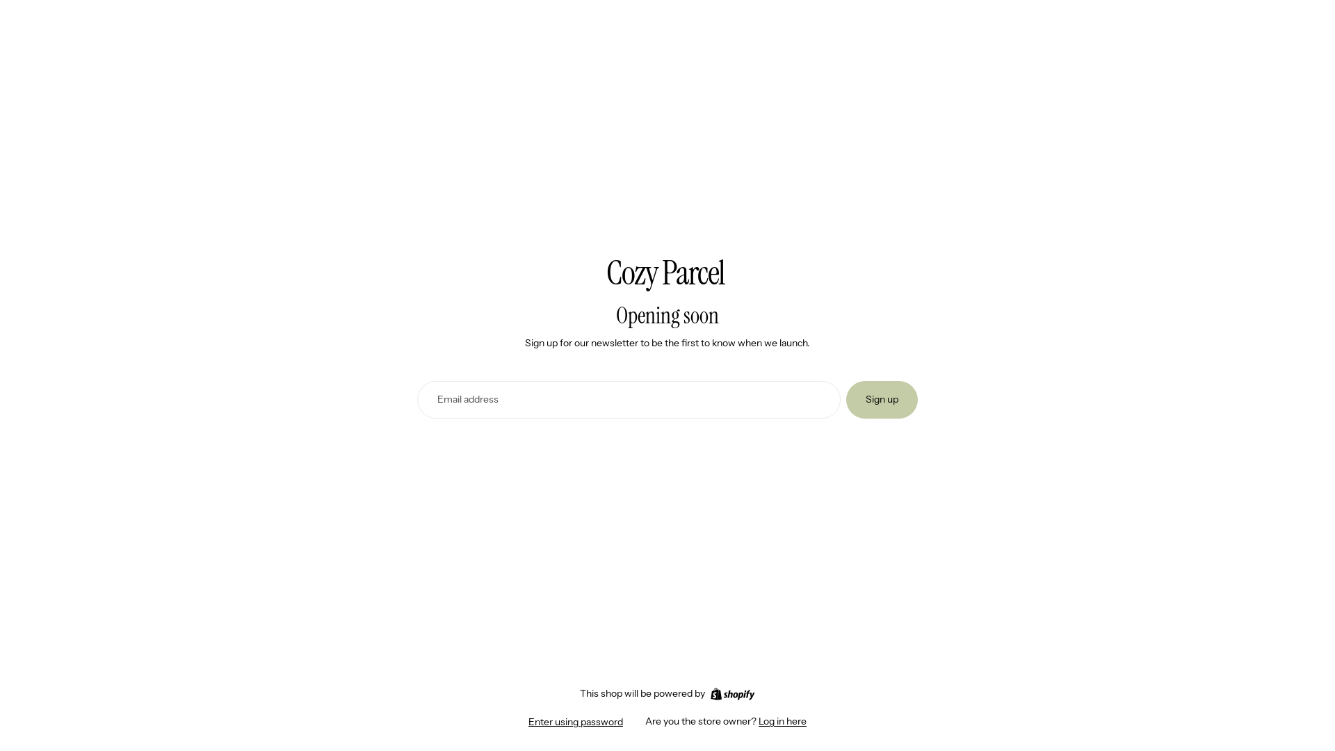 website screenshot of https://cozyparcel.com/